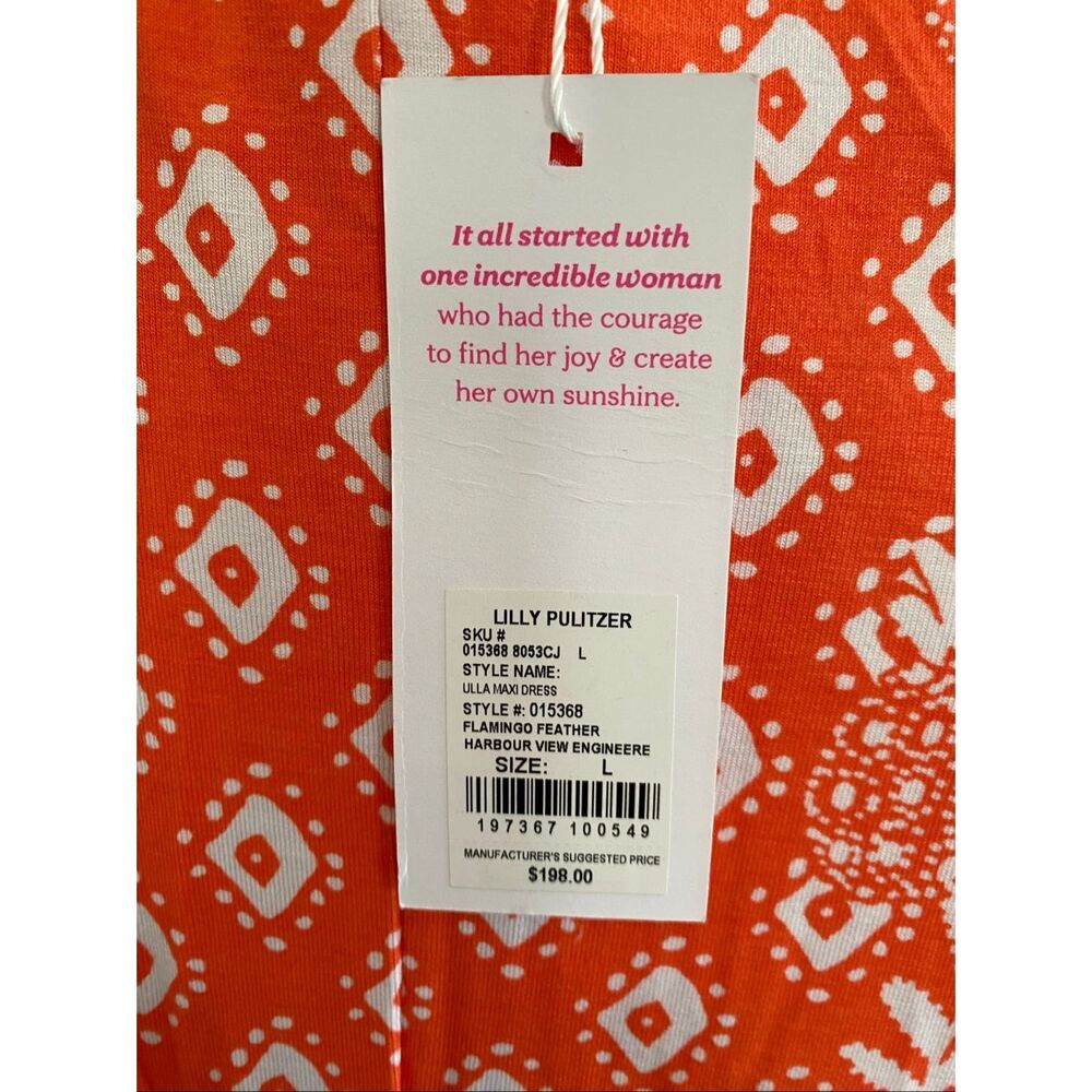 NWT Lilly Pulitzer Ulla Maxi Dress Flamingo Feather Harbour View Engineered Larg - Picture 12 of 15